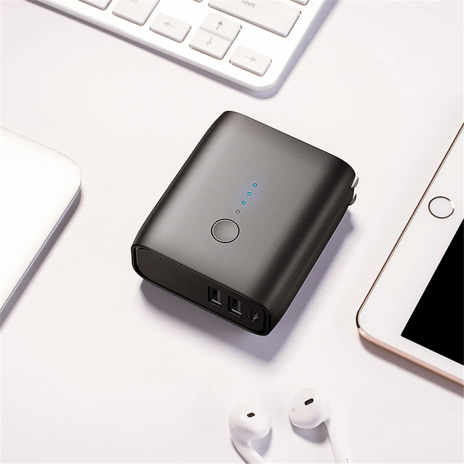 

Power Bank Wall Charger 2 in 1 Portable Polymer Battery Mini Traveler Lightweight Power-bank for Smartphone Fast Charge Adapter