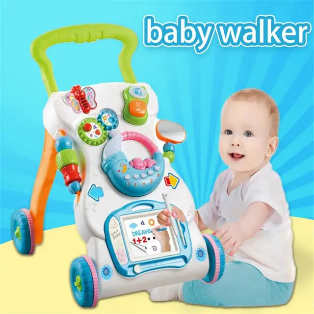Baby Walker Music Walking Assistant Toddler Trolley Sit to Stand Walker
