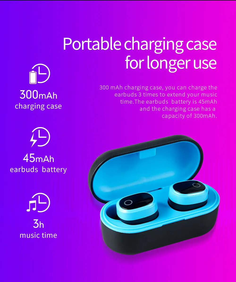 A9 Mini Bluetooth 5 0 Stereo Headset In Ear Wireless Earphones Sport Earbud Headphones Microphone With Charging Box