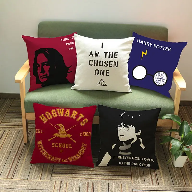 

45X45cm Harry Potter Cotton New Pillow Cushion Cover, Sofa Chair Pillow Car Seat Back Cushion Case For New House Gift