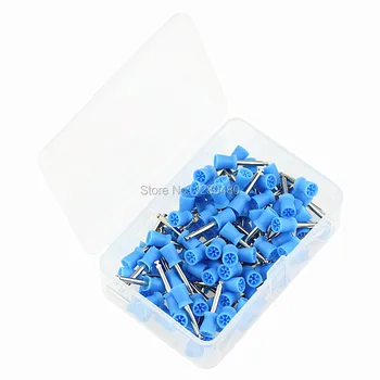 

100 Pcs Dental Materials Silicone Rubber Latch Flat Polishing Polisher Brushes Blue Prophy Cups Dentist Products