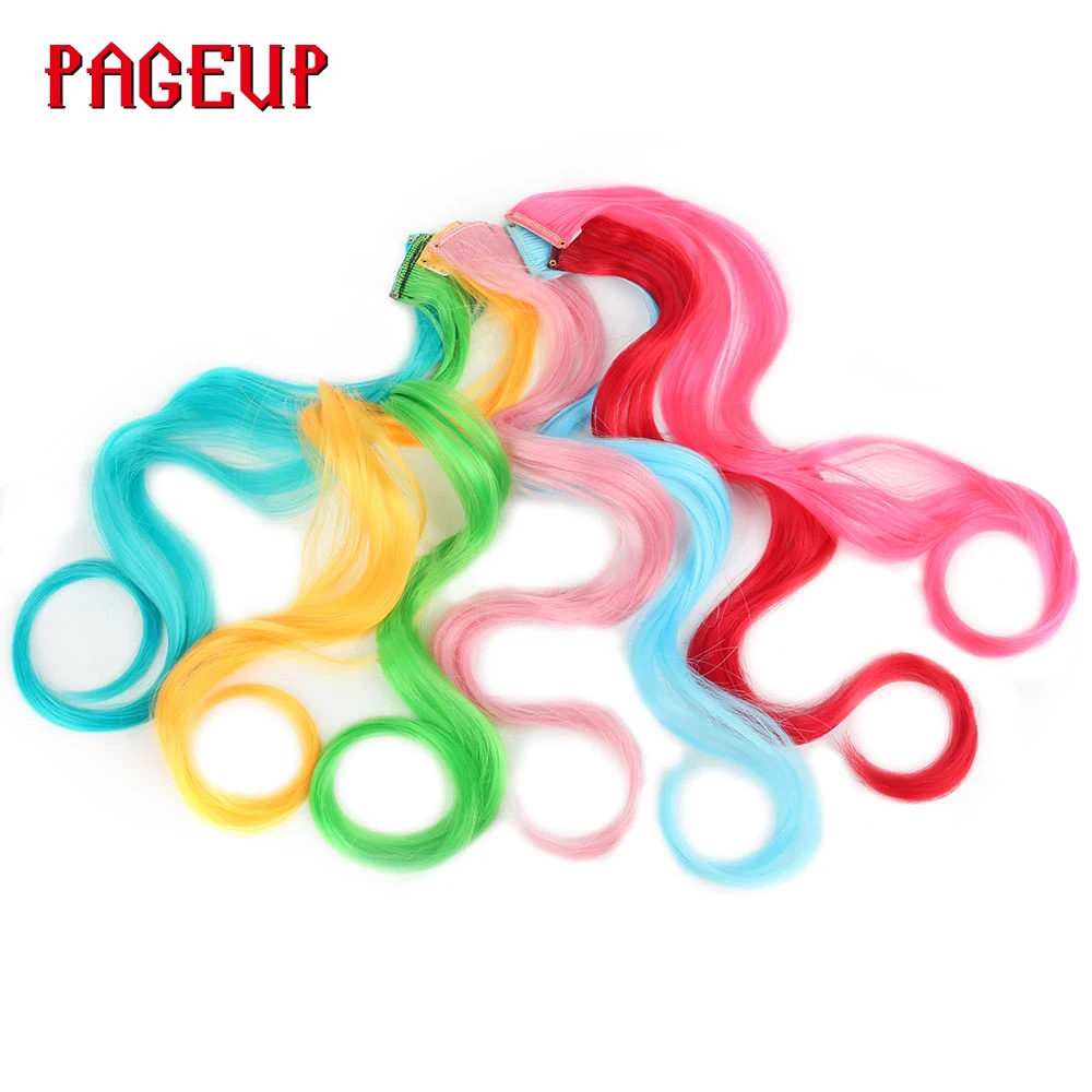 Pageup Rainbow Hair Extension Clip One Piece Synthetic Fake