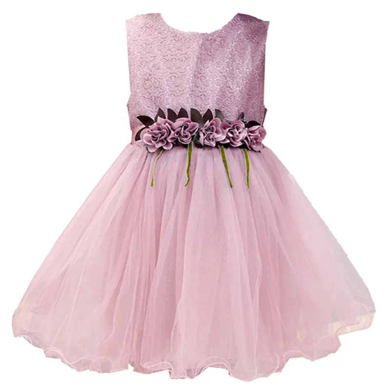 

High quality pink white Girl's flowers princess dress beautiful Girl's party dress junior's Ball Gown dress 3-12years