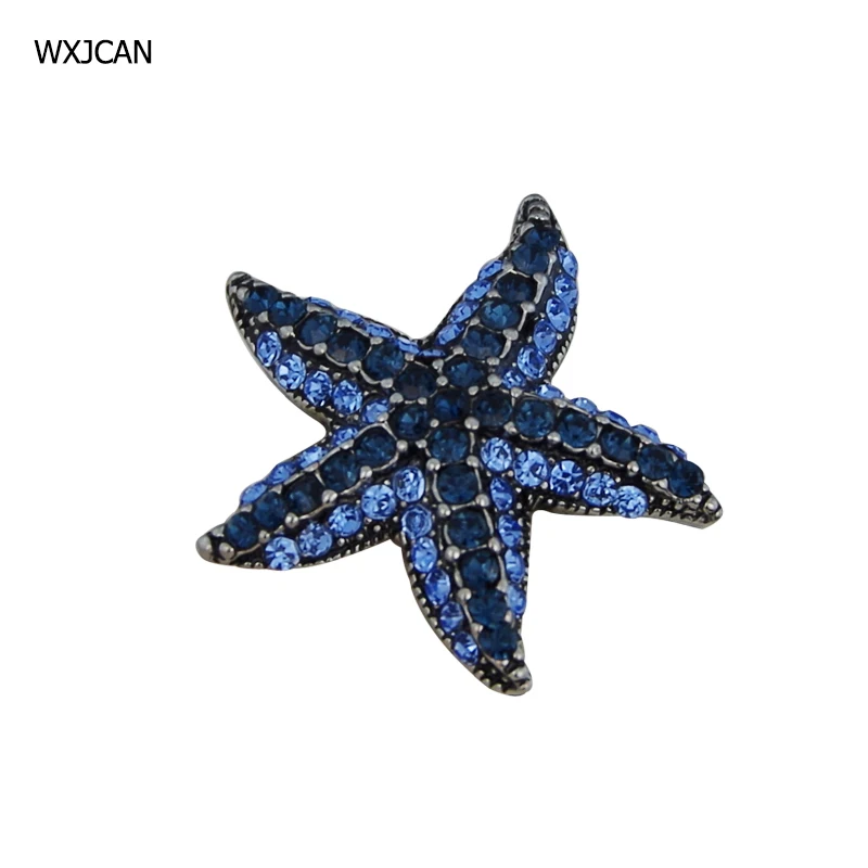 

WXJCAN blue crystal starfish brooch Ladies brooch for shawl scarf lapel pin Vintage brooches besplatnoy dostavkoy Size 30*30mm
