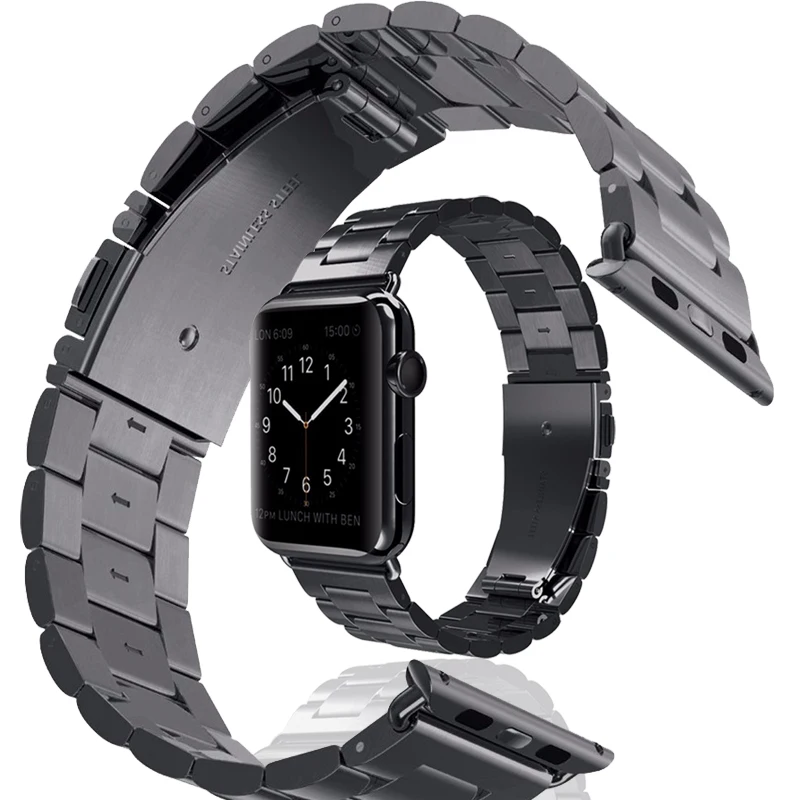 

NEW Stainless steel strap For Apple watch band 42mm 38mm for iwatch series 3 2 1 Metal watchband Three bead bracelet Accessories