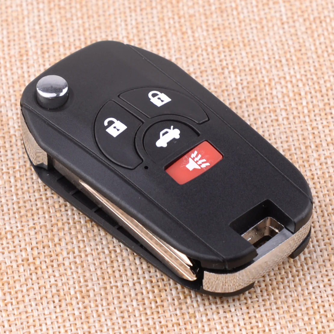 

CITALL 4 Buttons Car Uncut Blade Flip Remote Key Shell Case Fob Black Plastic fit for Nissan Maxima Altima Sentra Versa
