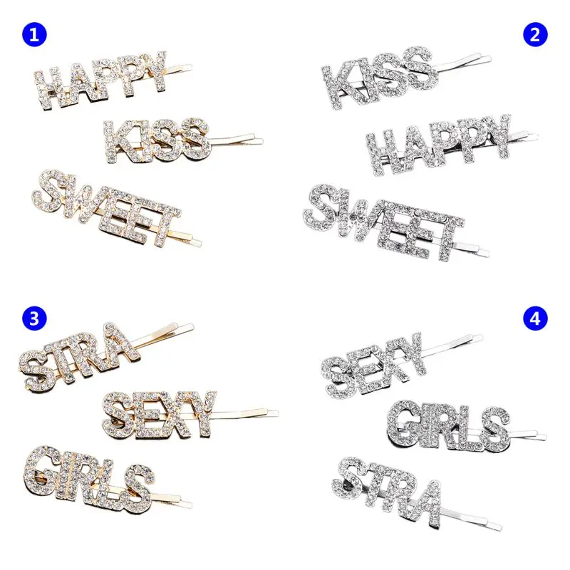 

Fashion Women Girls Hair Clips Simple Multi-letter Style Letter Soldering Hairpin Accessories