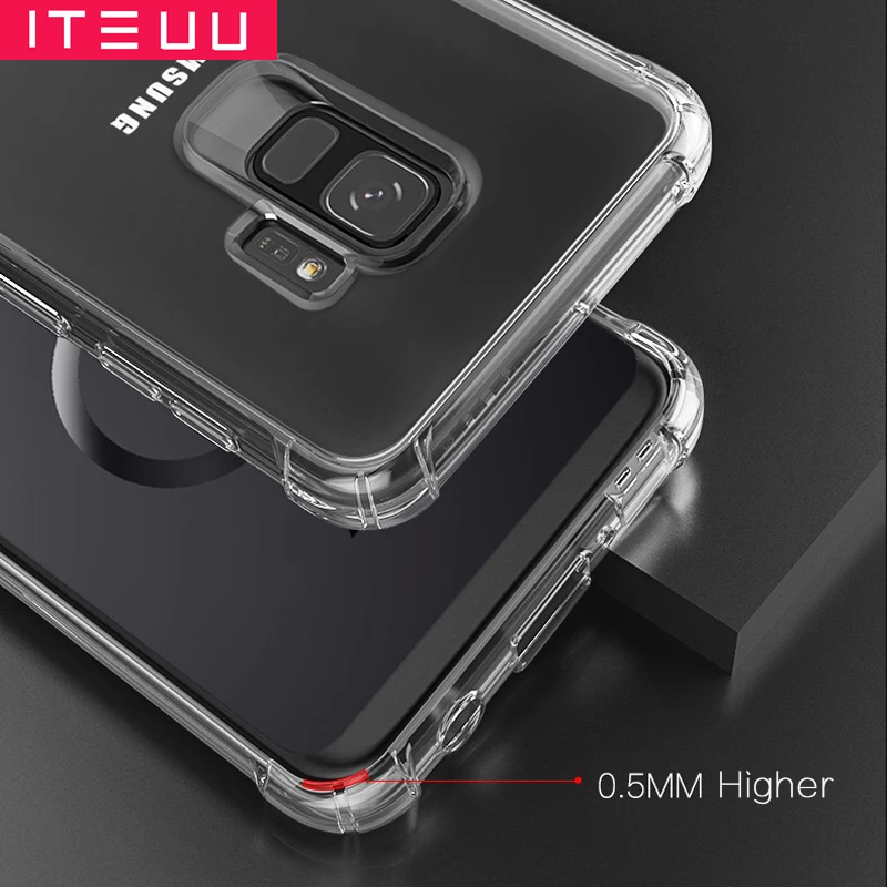 ITEUU TPU супер противоударный чехол для samsung Galaxy S9 S9 Plus, Противоударная подушка безопасности, прозрачная задняя крышка HD для samsung s9