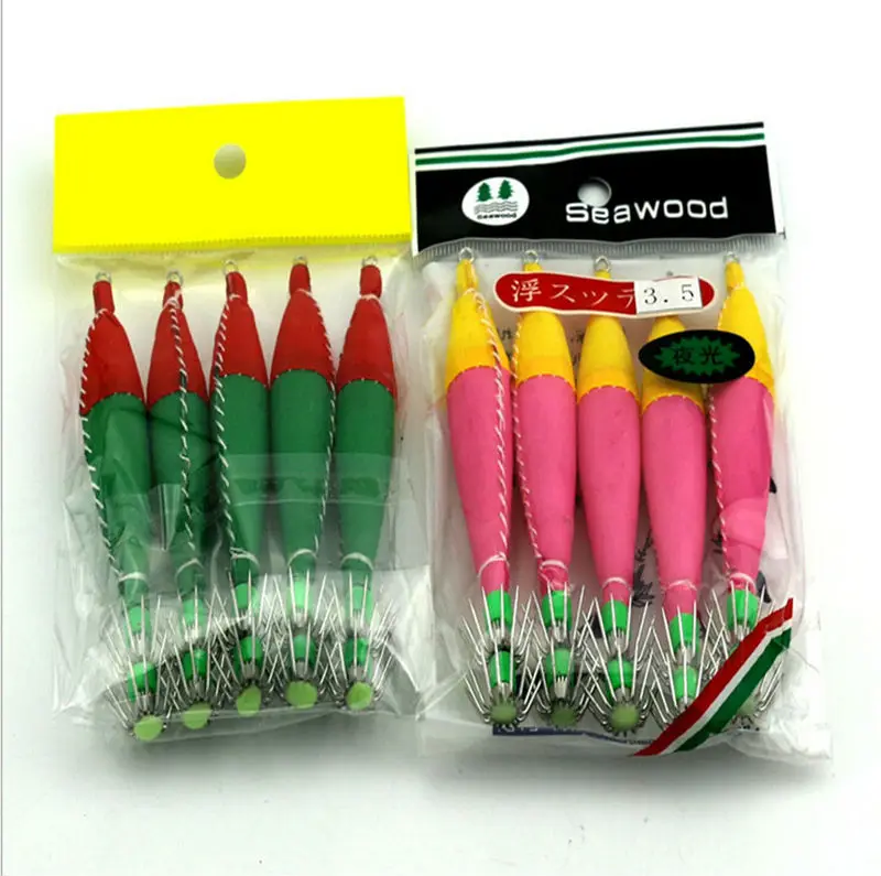 

9CM 5.7G Noctilucent Squid needle Cloth roll Squid Hook 3.5 # Bionic Lure Light False fishing bait Free shipping