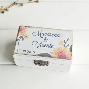 

New Flower Box Personalized Wedding box Rustic Ring Bearer Box Engagement Ring Box Custom Bridal Shower Gift