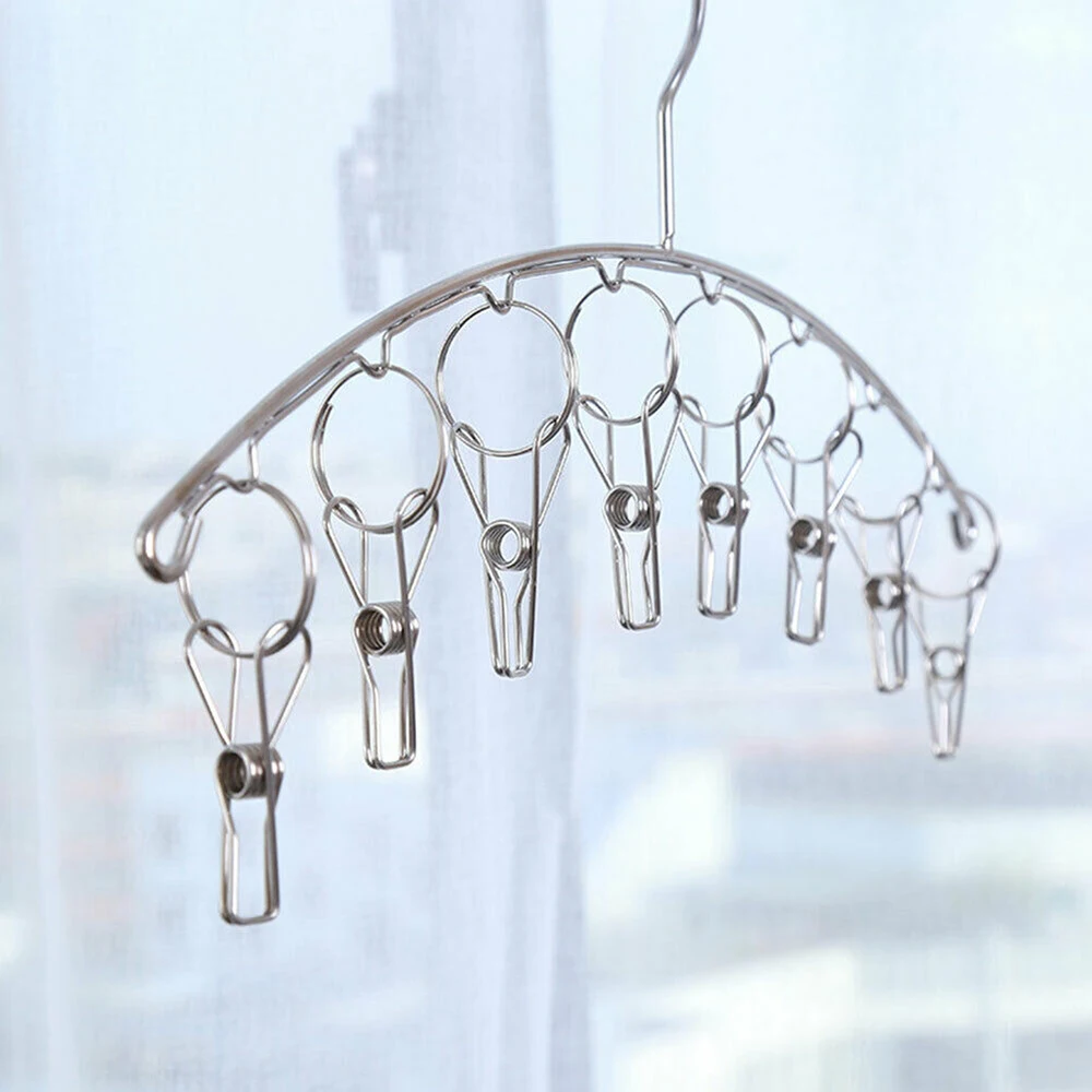

8 Clips Folding Windproof Underwear Hanging Bra Sock Drying Clothes Rack Dryer Clips Rack For Household Supplies