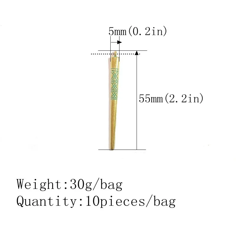 10 шт./пакет 55*5 мм Ретро патиной, покрытое цинковым сплавом, Ретро стиль, зеленый конец иглы Подвески с острыми выступами Кулоны из нержавеющей стали для Аксессуары для изготовления украшений своими руками