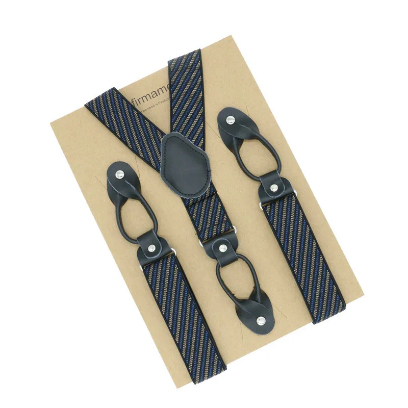 2018 Novelty Printed Suspenders Men 6 buttons Striped Braces Vintage