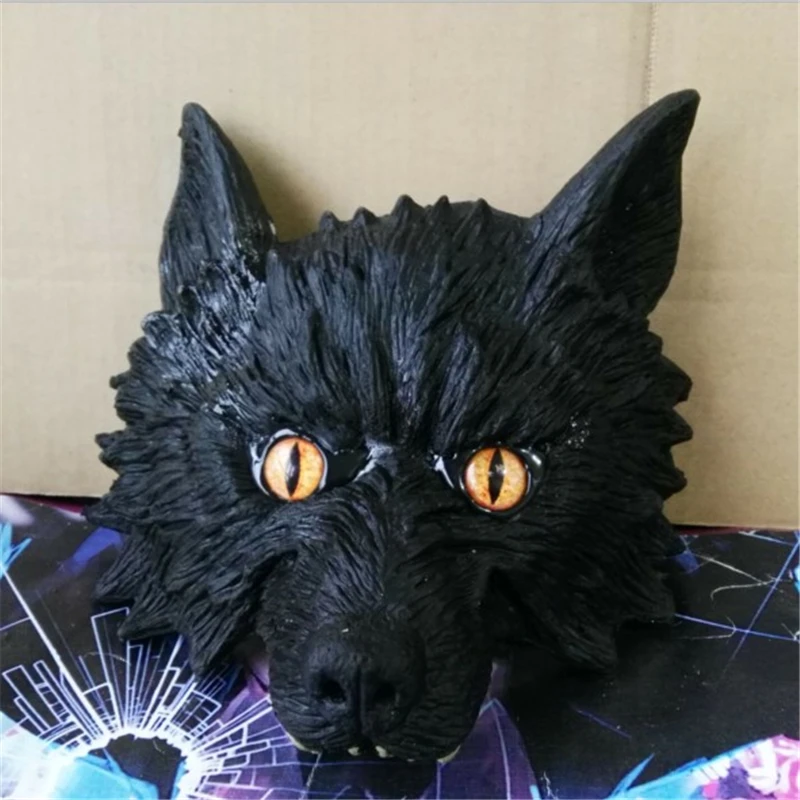 Halloween Masquerade Mask animal mask wolf mask grade rubber Yinlang Black red green blue Full face mask