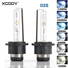 2Pcs XGODY D2S Xenon HID Bulb 35W 12V 3000K 4300K 5000K 6000K 8000K 10000K 12000K D2R D2C Car Replacement Headlight Lights Lamp