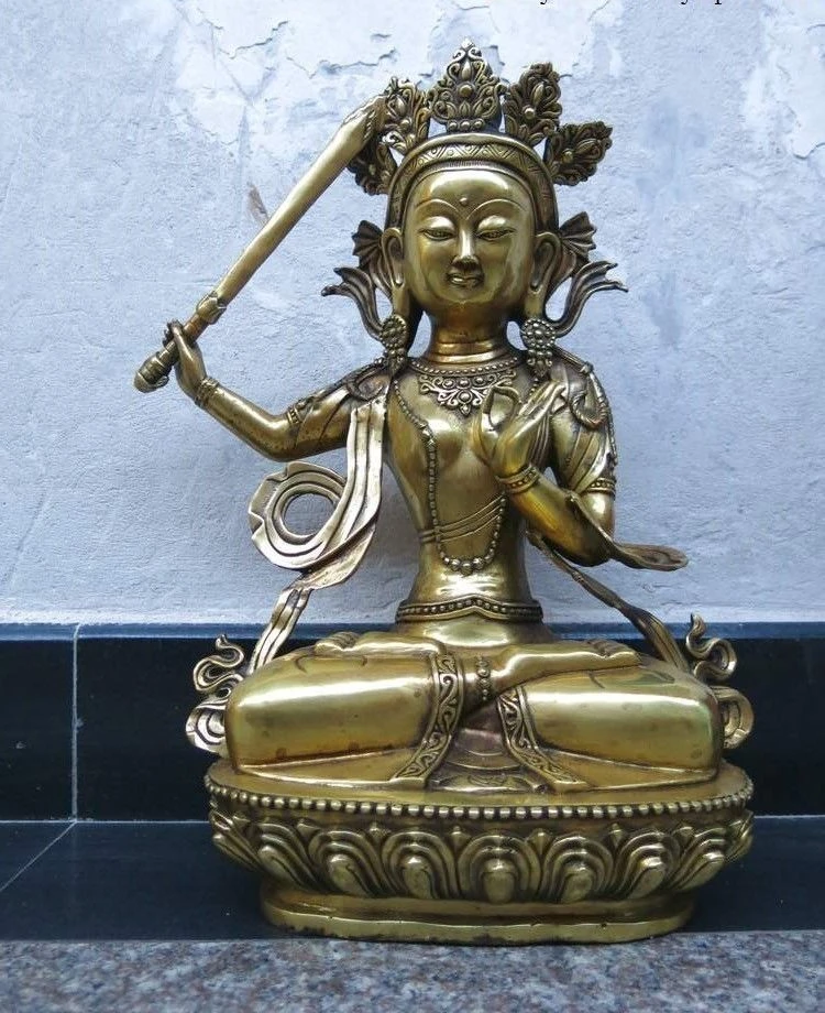 

18" China bronze gild carved Boohisattva of Ultimate Knowledge Sculpture statue