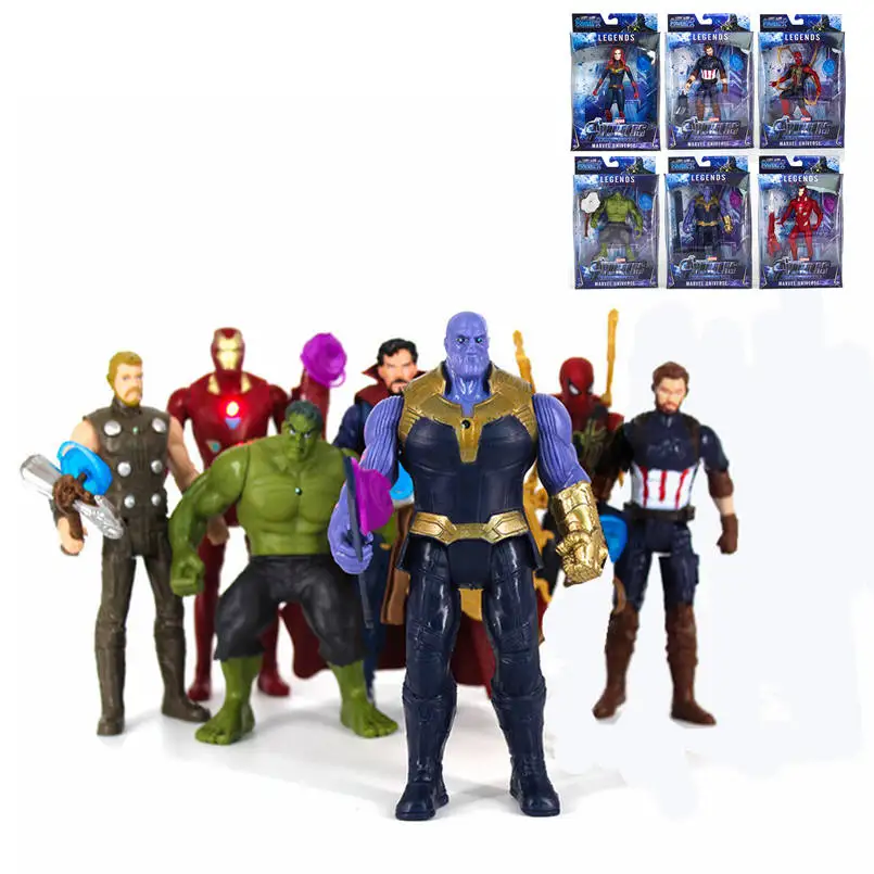 

Action&Toy Figures Marvel Avengers Iron Man Captain America Thor Thanos Spiderman PVC Figure Collectible Model Toys Doll