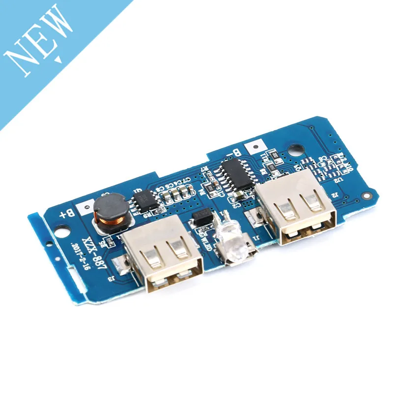 

18650 Dual Micro USB 3.7V to 5V 2A Boost Mobile Power Bank DIY 18650 Lithium Battery Charger PCB Board Step Up Module With Led