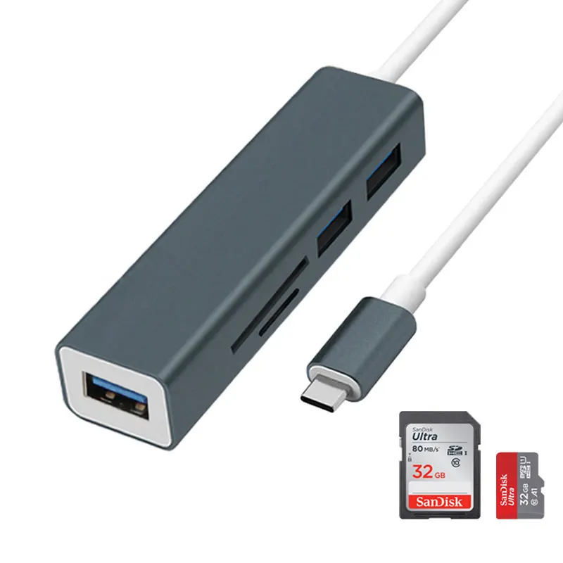 USB концентратор Mosible 5 в 1 с суперскоростным адаптером Thunderbolt 3 кардридером TF SD