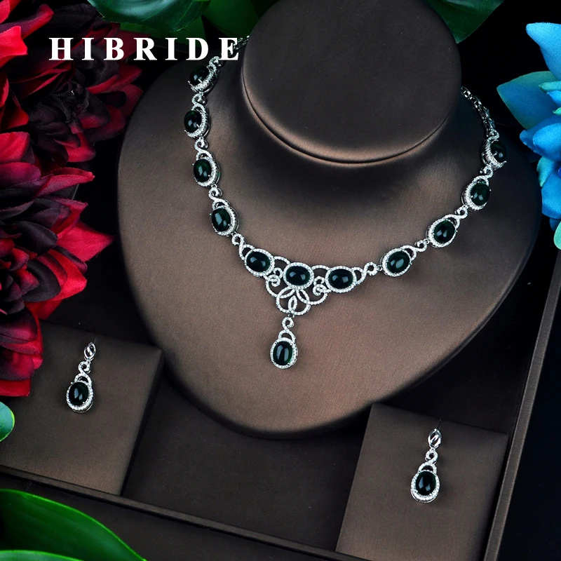 Hibridal, новинка, зеленые Стразы, круглый дизайн, набор свадебных ювелирных изделий, ожерелье, набор свадебных аксессуаров, оптовая цена, N-692 Hibridal, новинка, зеленые Стразы, круглый дизайн, набор свадебных ювелирных изделий, ожерелье, набор свадебных аксессуаров, оптовая цена, N-692