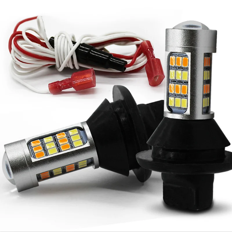 

2PCS LED 1156 BA15S BAU15S P21W PY21W LED 42SMD T20 7440 W21W Turn Signal Lights DRL Dual Color Car Bulb 12V Auto lamp