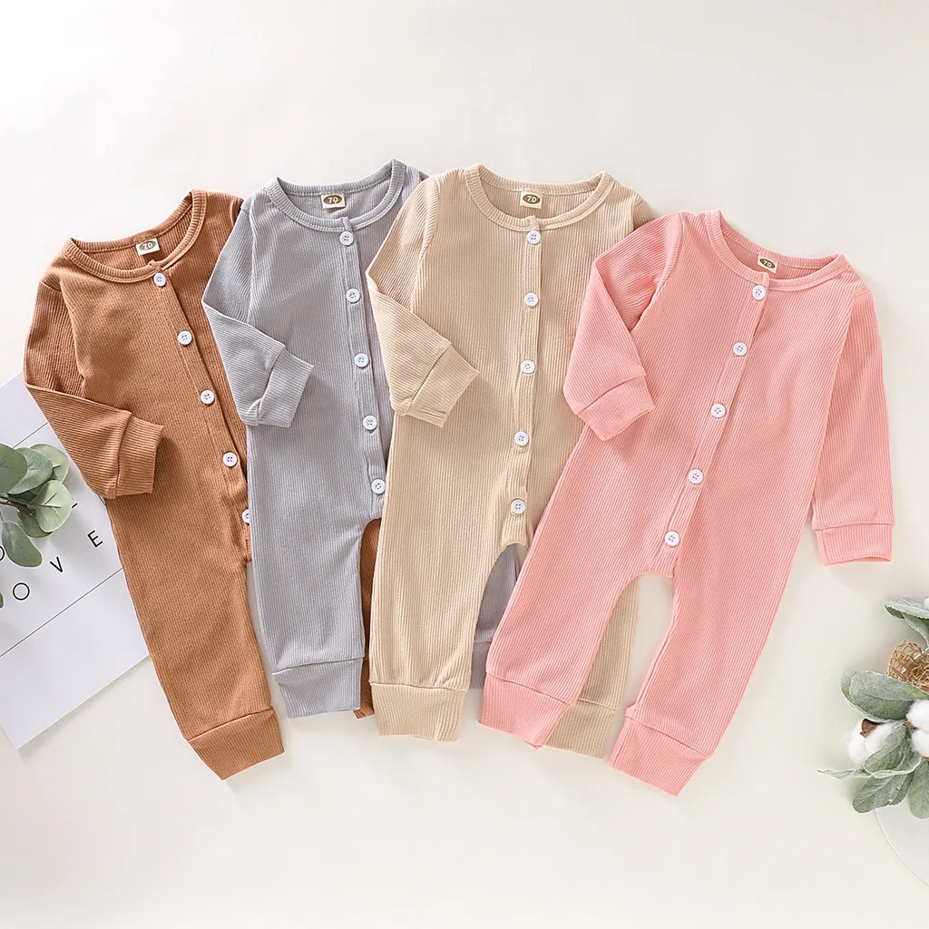 

Baby Girl Boy Long Sleeve Solid Romper Newborn Toddler Infant Jumpsuit 2019 Autumn Fashion Clothes