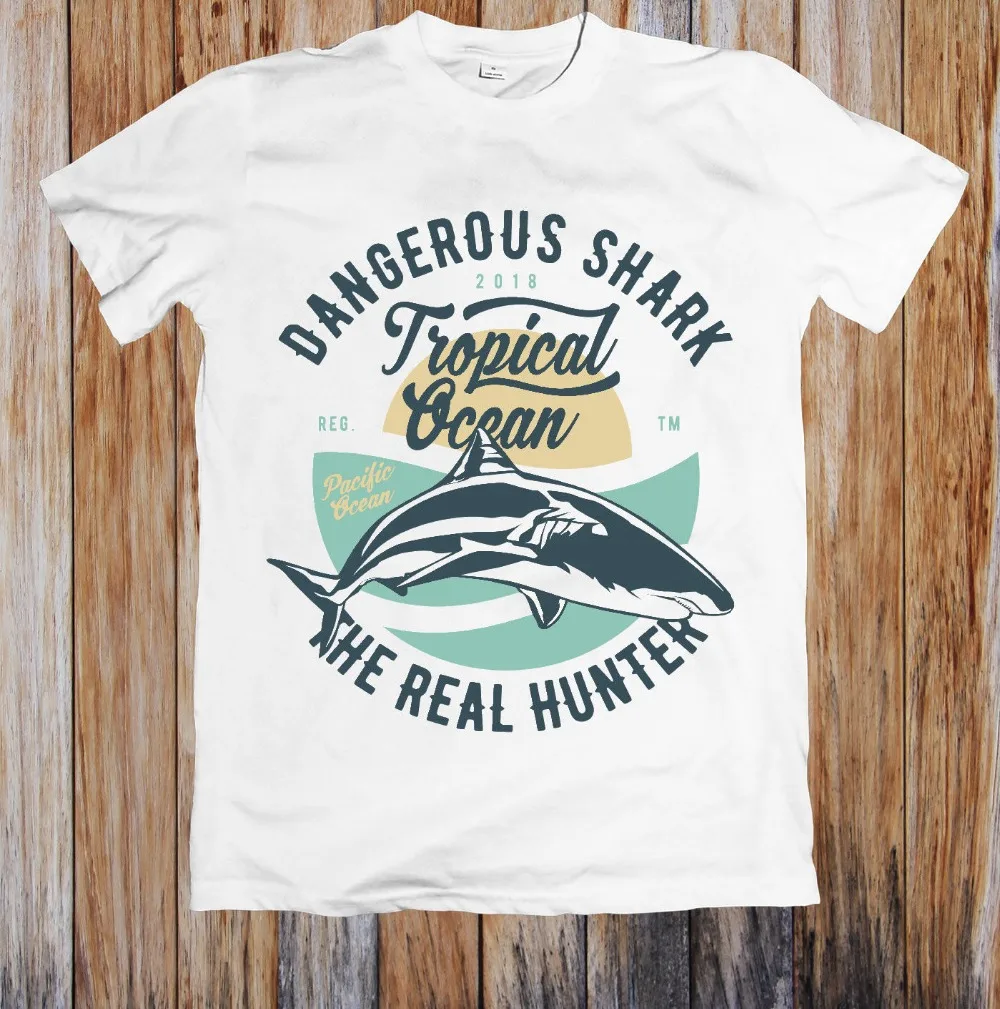 Новинка 2019 года брендовая одежда специальные печати для мужчин Dangerous Shark унисекс футболка сделать футболки