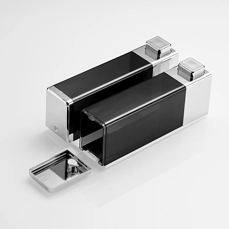 Billige Fapully Flüssigkeit Seife Dispenser 250 Doppel Wand Montiert Schwarz Chrom Quadratischen Bad Zubehör Hardware Bequemlichkeit Moderne P144