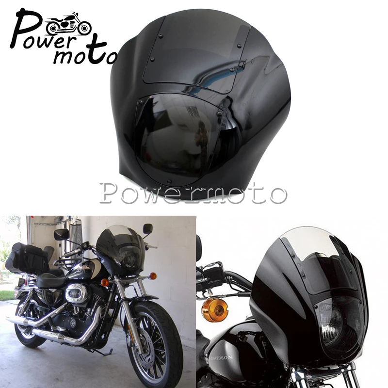 

Motorcycle Smoke Headlight Fairing Front Quarter Windshield Deflector for Harley Dyna Sportster XL883 XL1200 FXR 1986-2016
