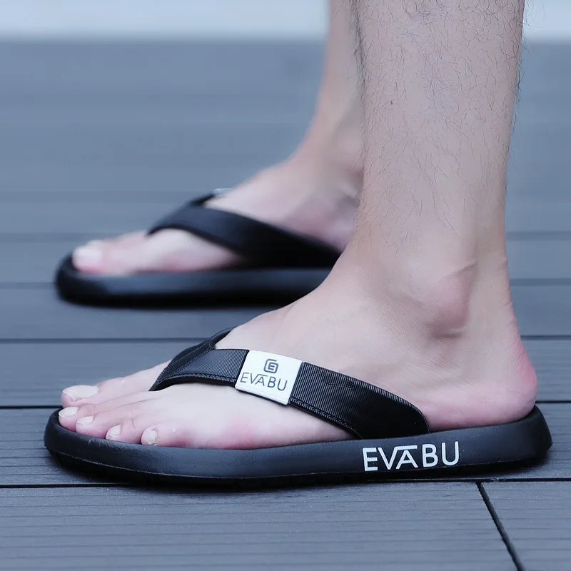 

2019 Men's slippers Flip Flops Fashion Summer Beach Water Rubber shoes outside Male Flats brand sandals black red green shoe