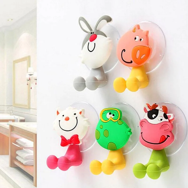 

1PCS Cute Cartoon Animal Strong Suction Wall Cup Toothbrush Holder and Organizer Bathroom Bathroom Accessories Free Shipping