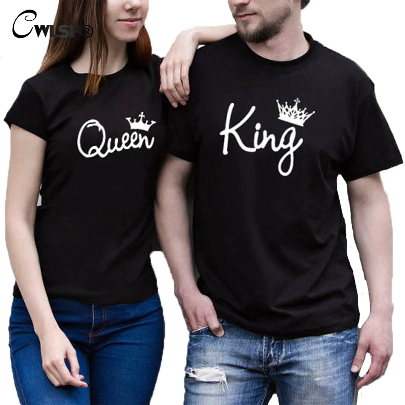 CWLSP King Queen Imperial Crown Printed Couple T Shirt Summer Shorts