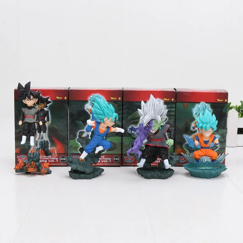 

4pcs/set 12cm Dragon Ball Z Super SaiYan Son Goku black Goku Vegetto PVC Action Figure Model Toys Dolls