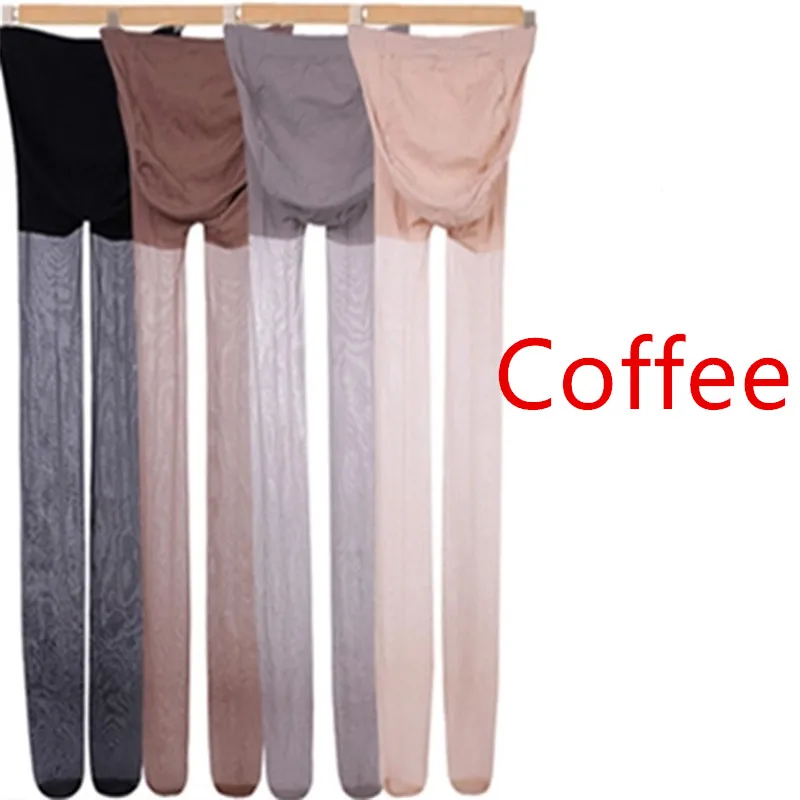 Coffee Одежда для беременных женщин; летние колготки с полной защитой; тонкие однотонные брюки больших размеров для беременных - Цвет: Coffee