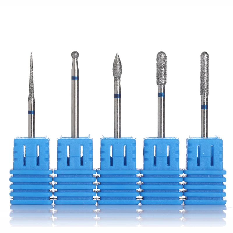 

UR SUGAR 5 Types Nail File Drill Bit Broach Blue Grinding Burr Milling Cutter Electric Machine Nail Art Tools