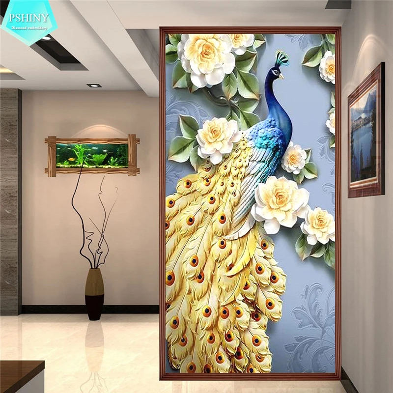 PSHINY 5D DIY Алмазная вышивка продажа павлинов фотографии с полным дисплеем