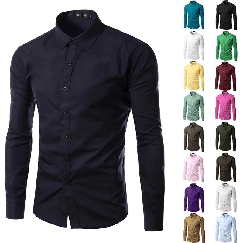 12 Colors 5XL Men Shirts Long Sleeve Trend Casual Shirt Men Blouses Clothes Hot Sale Camisetas Chemise Homme