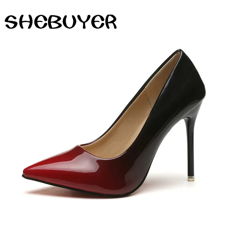 

Spring Autumn High Heels Shoes Woman Elegant Thin High Heels Pointed Toe Gradient Color Women's Pumps for Party Plus Size 35-42