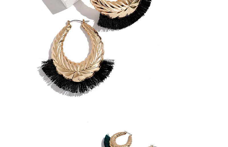 Large Round Hoop Earrings Fashion Bijoux Yellow Fringe Tassel Earrings For Women Wedding Hanging Earrings Statement Gift (4)