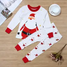 Рождественская одежда для маленьких мальчиков и девочек с Санта-Клаусом футболка с длинными рукавами длинные штаны Одежда для маленьких мальчиков и девочек, костюмы на год, костюм, Ropa