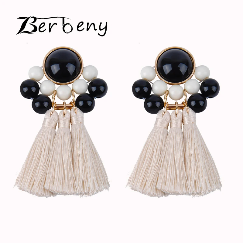 

Berbeny Bohemian AcrylicTassel Earrings Fashion Imitation Pearls Drop Earrings For Women Wedding Party Jewelry Accessories Gift