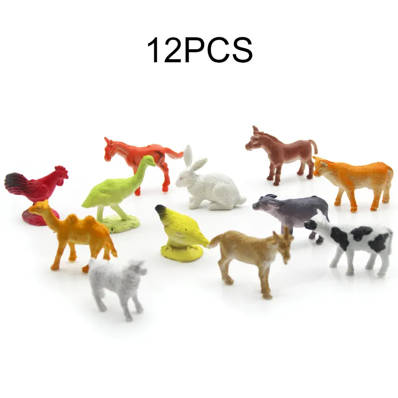 

Farm Animals Models Figures Figurines Set Toys Small Plastic Simulation Horse Cat Dog Cow Rabbit Chicken Duck Gift For Kids