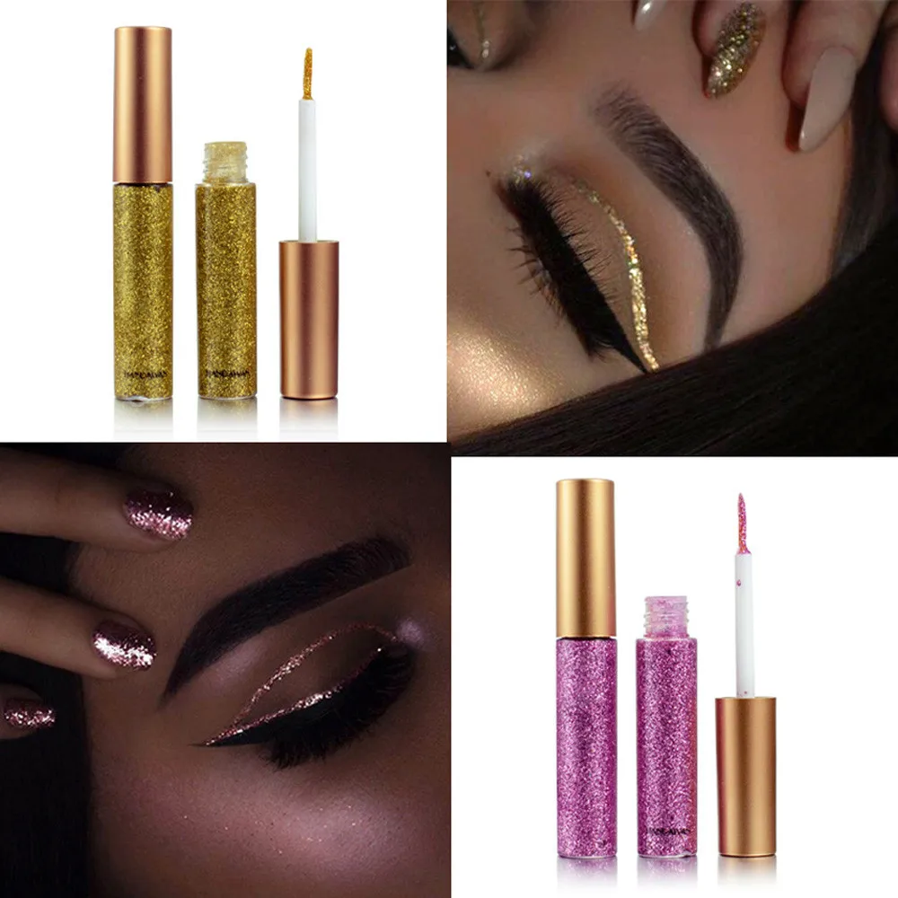 

10Pcs Metallic Glossy Eyeliner European and American Neon Smokey Makeup Eyeshadow Waterproof Shiny Liquid#