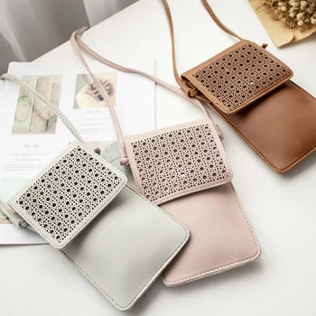 

Small Out Screen Shopping Phone Storage Student Portable Women Shoulder Bag Clear Window Cross Body Transparent PU