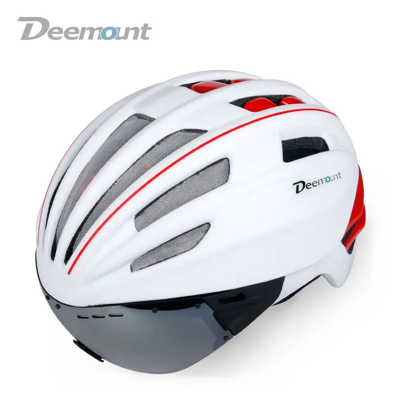 Deemount Evade Aero велосипедный шлем для велосипеда MTB горная дорога велосипедная Защитная крышка W/Goggle Объектив в форме 24 полости поликарбоната пенополистирола - Цвет: White Red L1