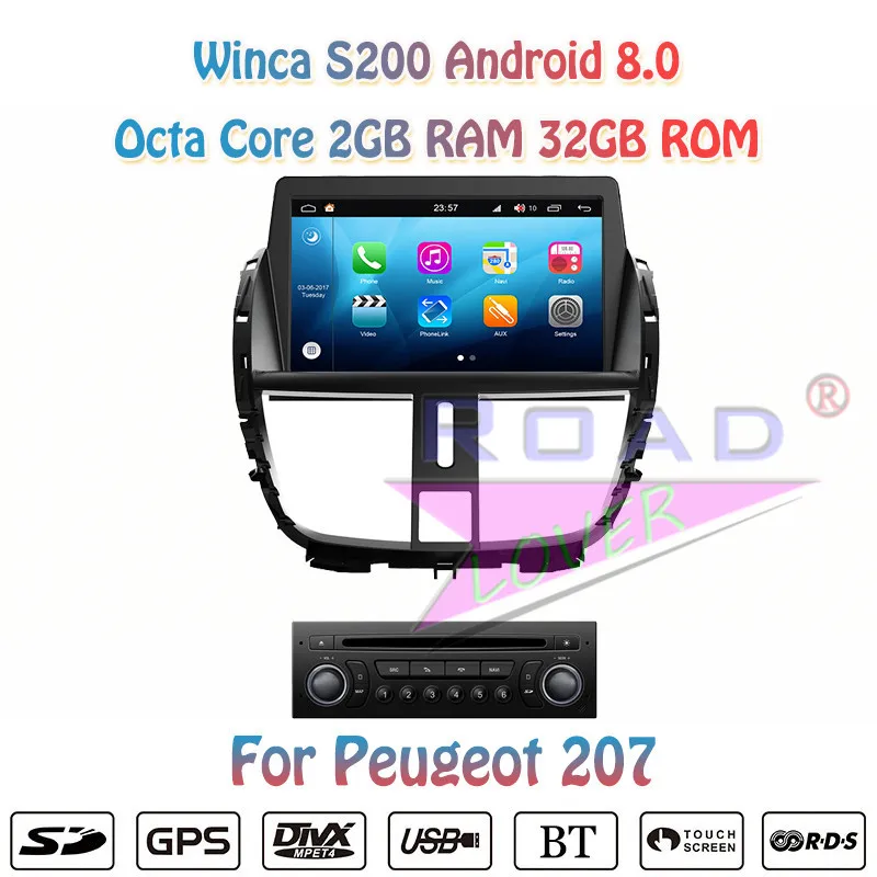 

Winca S200 Android 8.0 Car DVD Player Video For Peugeot 207 Stereo GPS Navigation Automagnitol Double Din Octa Core Multimedia