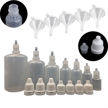 

5PCS 5/10/15/20/30/50/100ml Plastic PE Dropper Drop Bottles Empty Applicator Drop Squeezable Eye Liquid Essential Oil Containers
