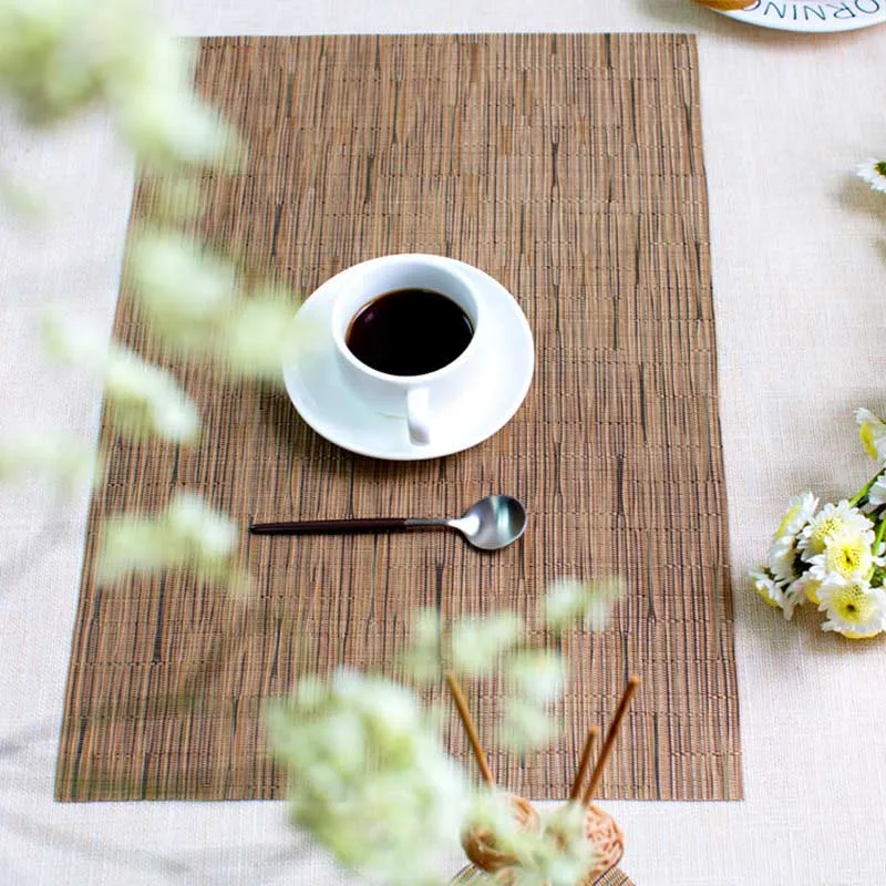 

Non-slip Mats Dining Table Mat Hand-weaved Rectangle Coffee Cup Pad Heat Insulation Kitchen Accessories Table Placemat