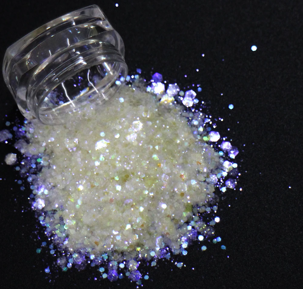 

Mix Hexagons Shapes Sequins, Iridescent Rainbow Shining Colors Slice 3D Nail Art Glitters Paillettes