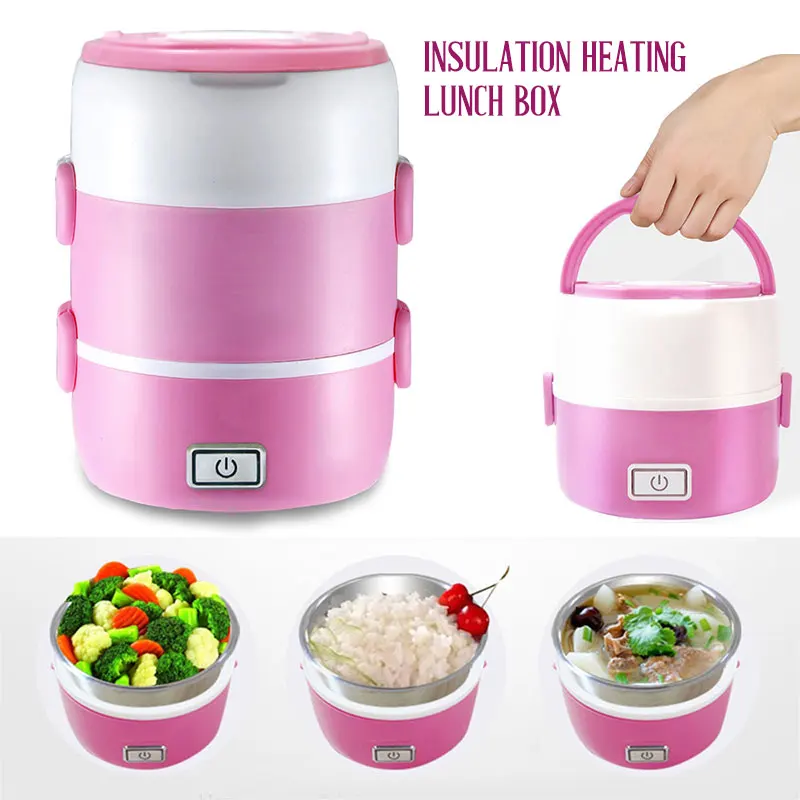 

2019 Drop Shpping Pink Heating Lunch Box Mini Rice Cooker Multifunctional Portable Picnic Box Electric Cooker for Real Egg